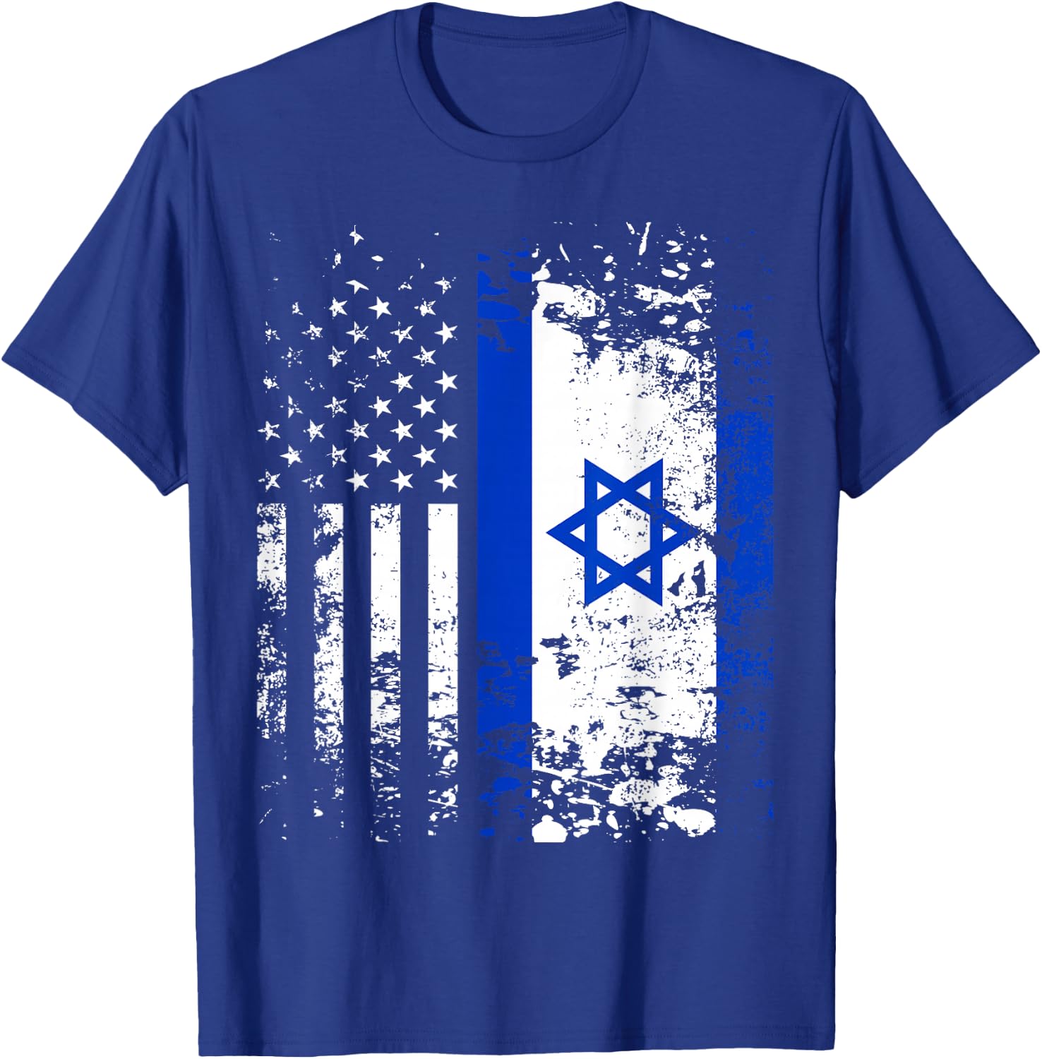 Proud Israeli USA Flag Patriotic Pride American Israel Flag T-Shirt - T-Shirt | Royal
