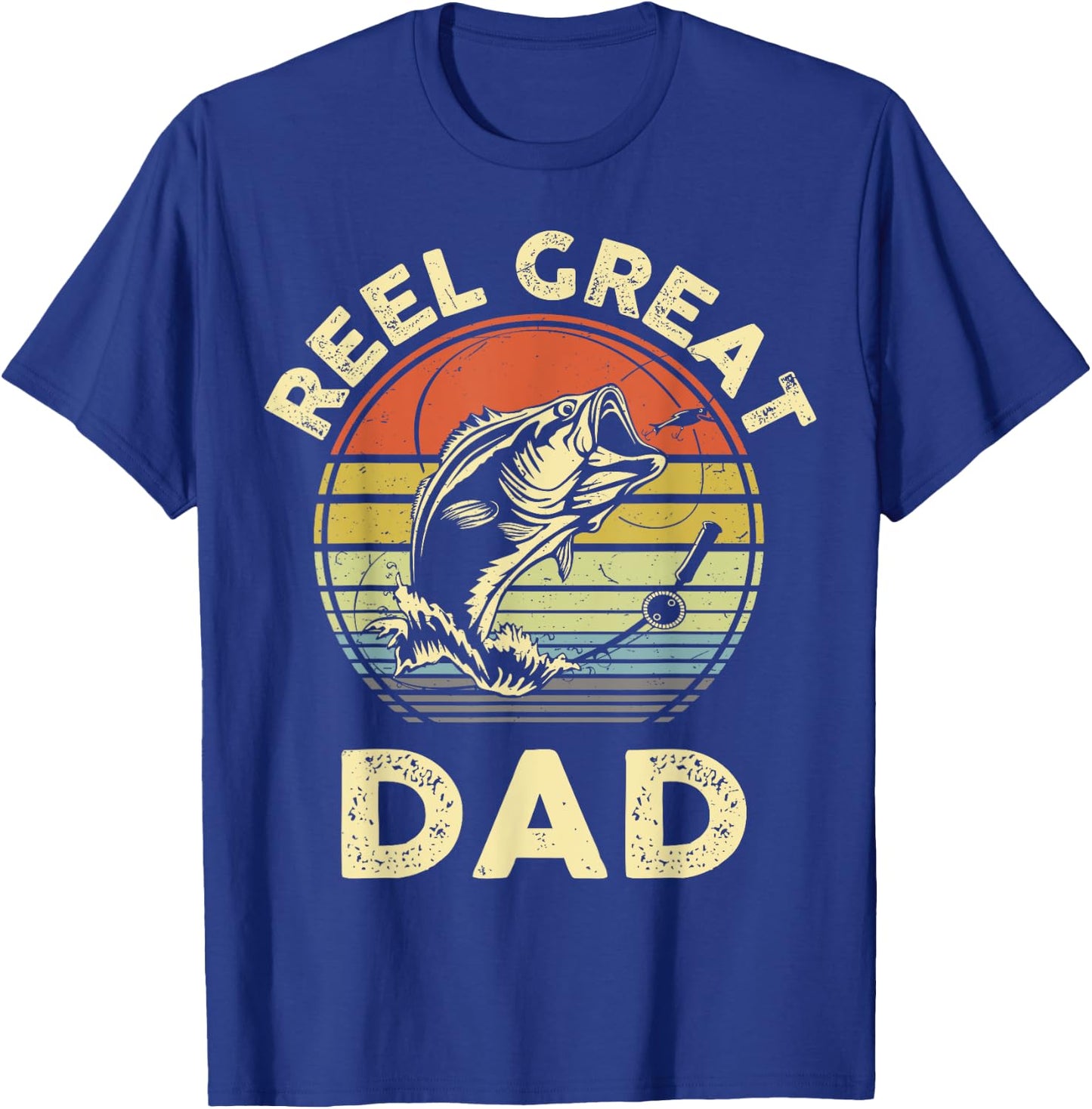 Reel Great Dad Shirt Cool Papa Grandpa Funny Bass Fish Dad T-Shirt - T-Shirt | Royal