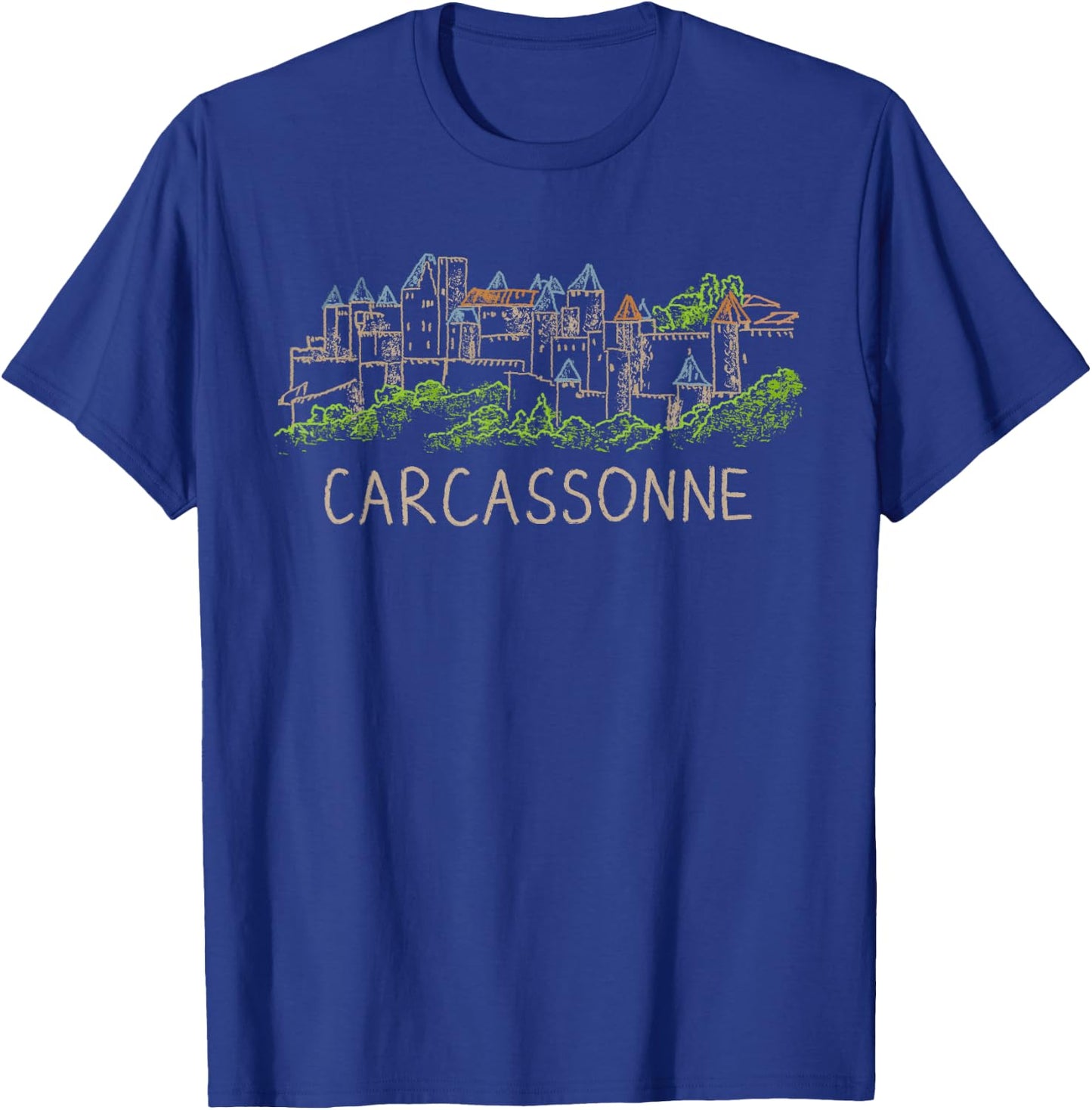Carcassonne France art gift Men Women T-Shirt - T-Shirt | Royal