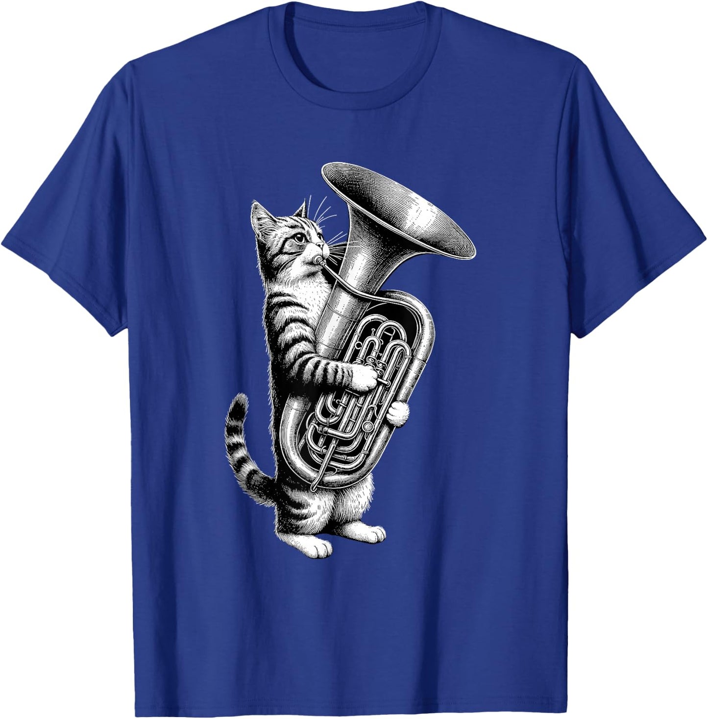 Cat Playing Tuba Marching Band Tuba Player Musician T-Shirt - T-Shirt | Royal