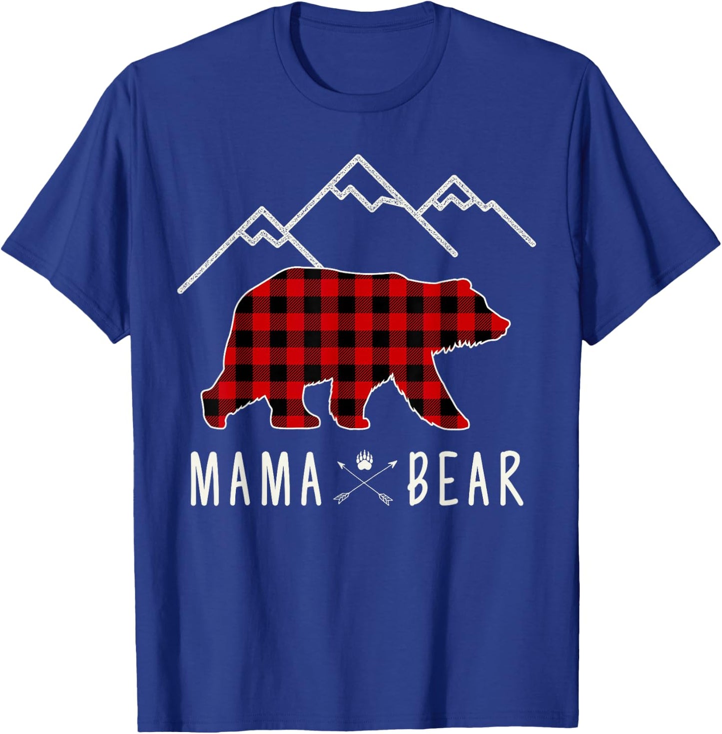 Mama Bear Gift - Buffalo Plaid Mama Bear T-Shirt - T-Shirt | Royal