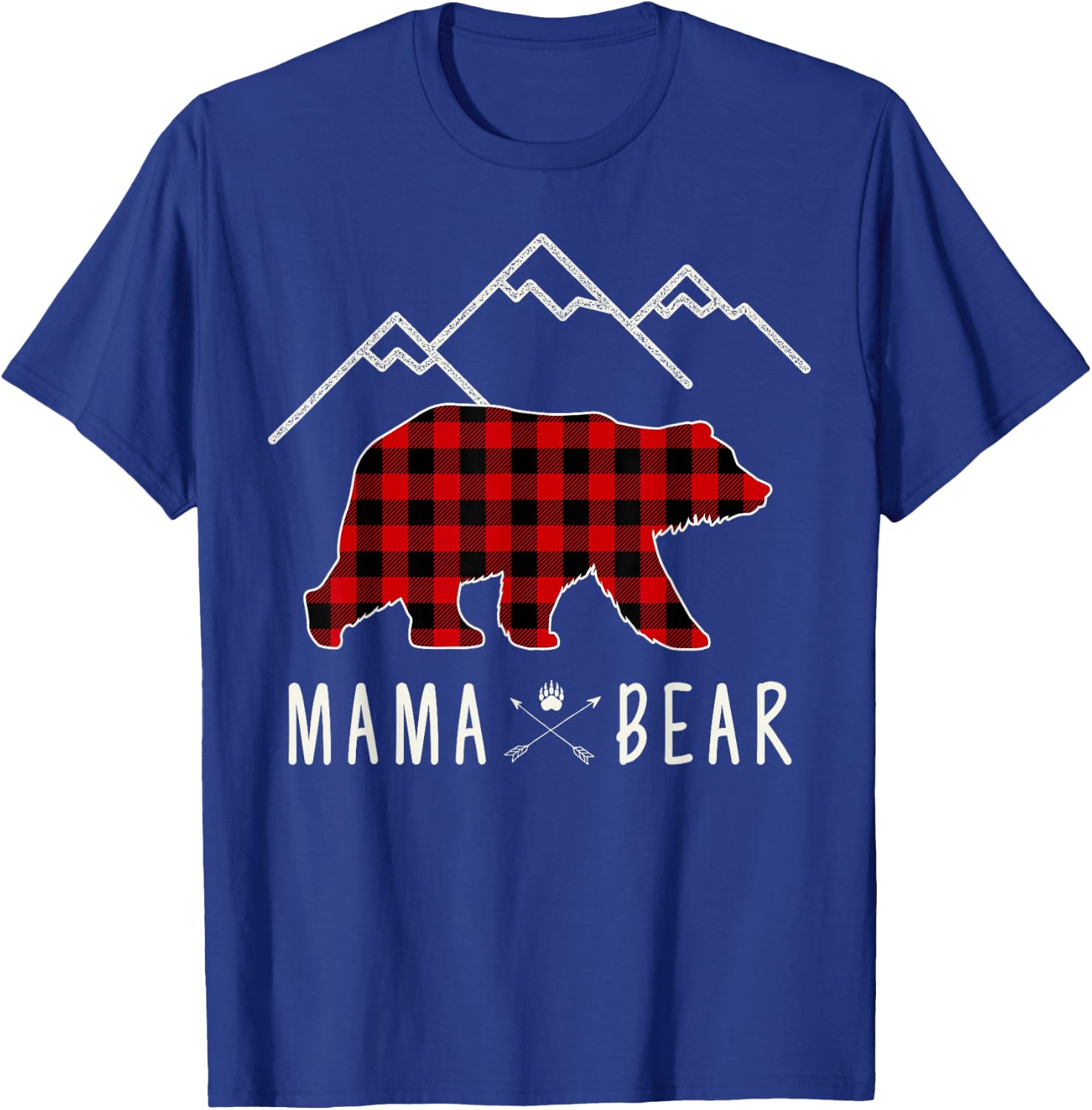Mama Bear Gift - Buffalo Plaid Mama Bear T-Shirt - T-Shirt | Royal