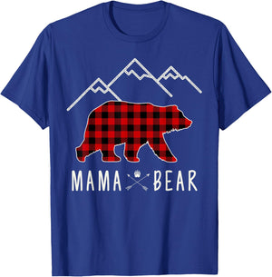 Mama Bear Gift - Buffalo Plaid Mama Bear T-Shirt - T-Shirt | Royal