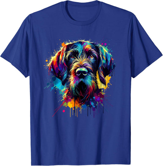 Colorful Splash Art German Wirehaired Pointer T-Shirt - T-Shirt | Royal