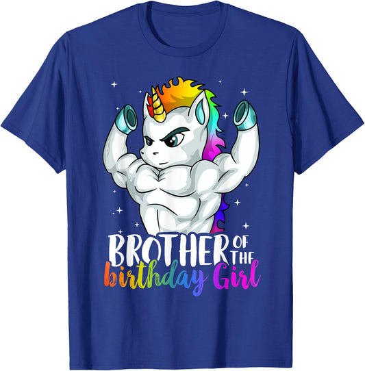Brother of Birthday Girl Unicorn Boys Son Grandkid Nephew T-Shirt - T-Shirt | Royal