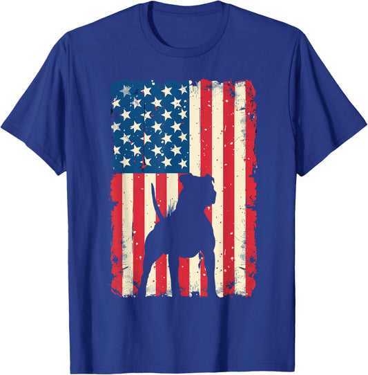 Patriotic Pitbull Dog Lover 4th of July USA American Flag Women Kids T-Shirt - T-Shirt | Royal