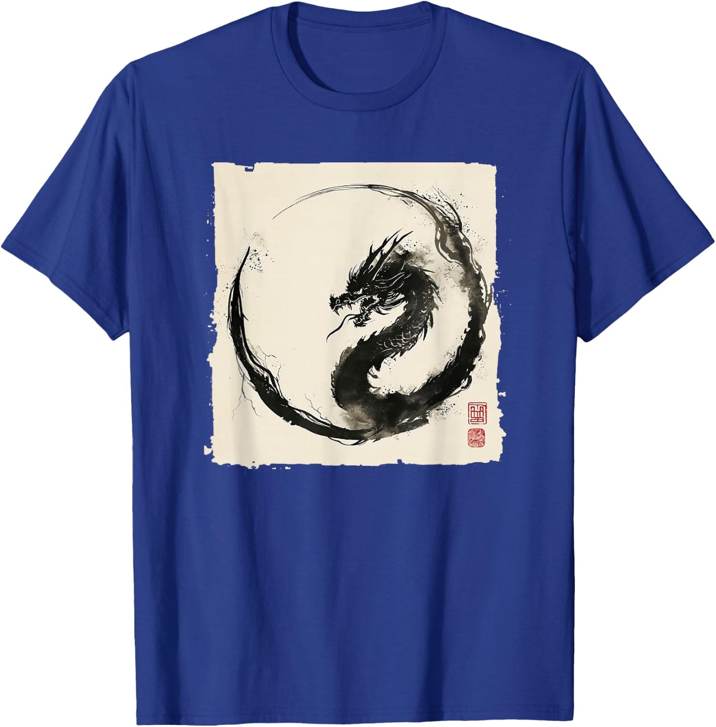 Eastern Dragon Majesty: Vintage Ink Art Collection T-Shirt - T-Shirt | Royal