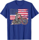 American Flag Motorcycle Skeleton Biker Bobber Chopper Rider T-Shirt - T-Shirt | Royal