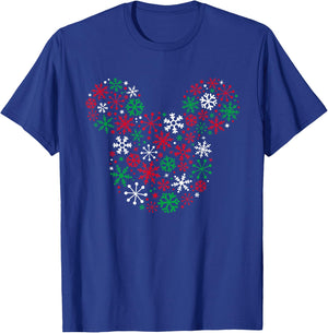 Disney Mickey Mouse Icon Holiday Snowflakes Small T-Shirt - T-Shirt | Royal