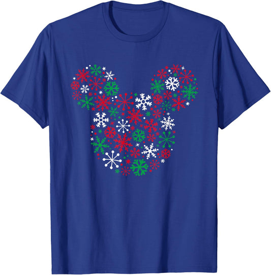 Disney Mickey Mouse Icon Holiday Snowflakes Small T-Shirt - T-Shirt | Royal