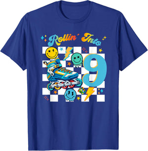 Roller Skating Birthday Dude Boy Roller Skates Retro Party T-Shirt - T-Shirt | Royal