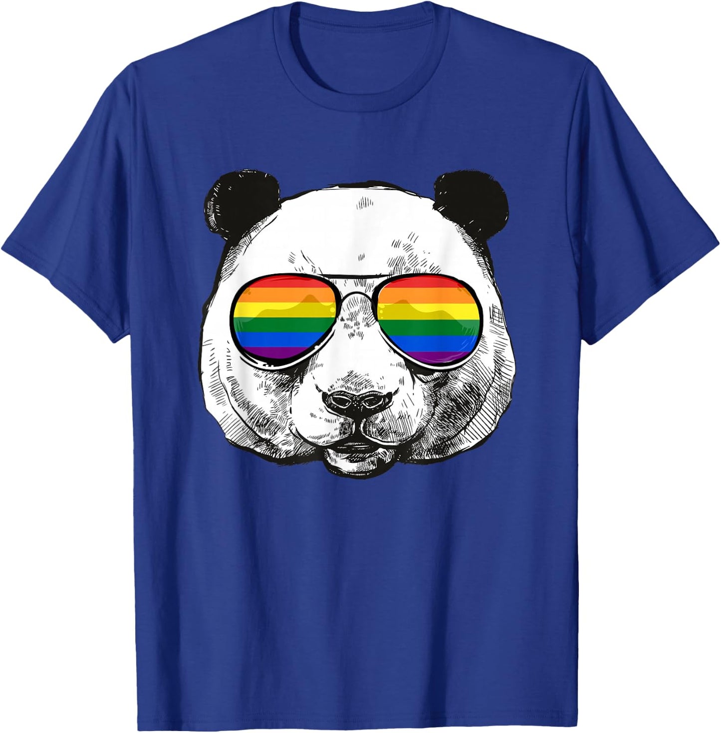 Panda Gay Pride Flag Sunglasses LGBTQ Animal T-Shirt - T-Shirt | Royal