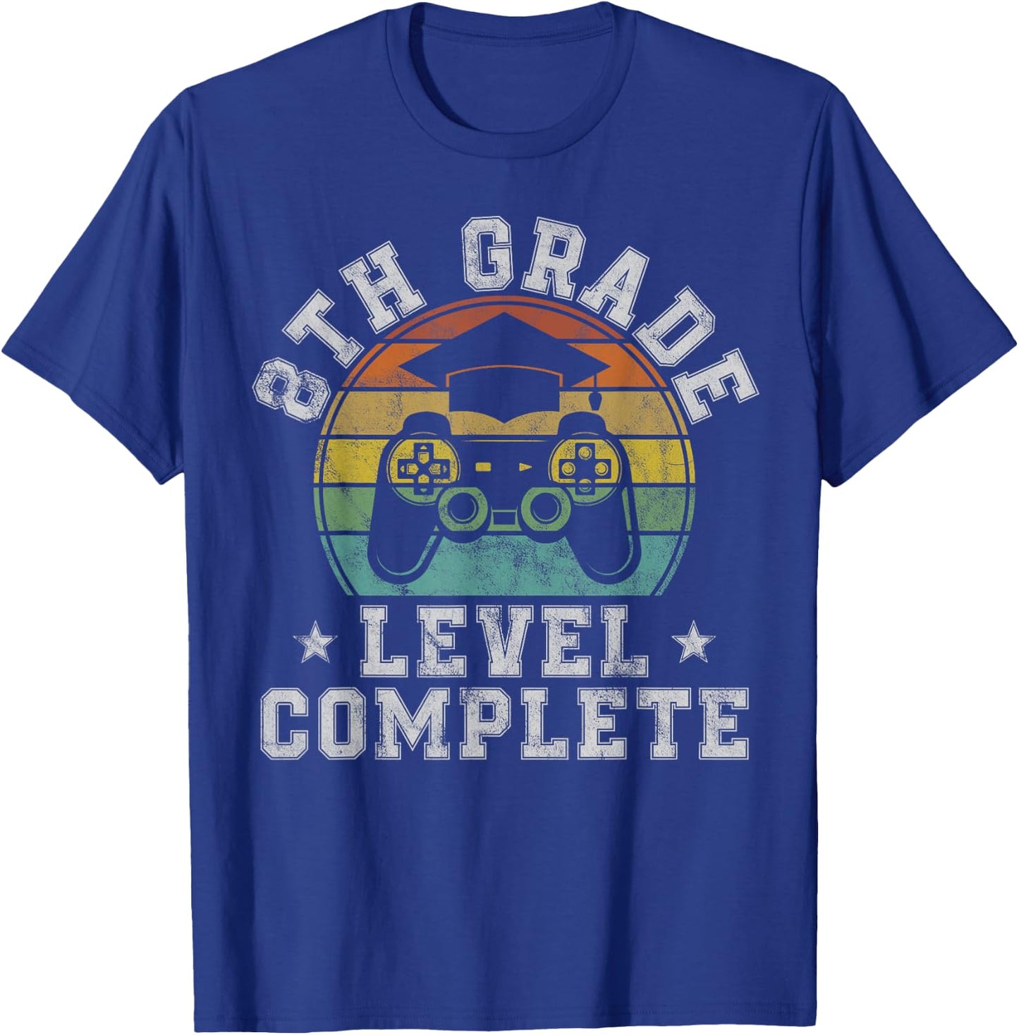 8th Grade Level Complete Eighth Grade Graduation Video Gamer T-Shirt - T-Shirt | Royal