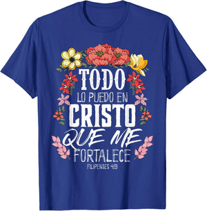 Philippians 4:13 Spanish Christian Bible Verse Jesus Christ T-Shirt - T-Shirt | Royal