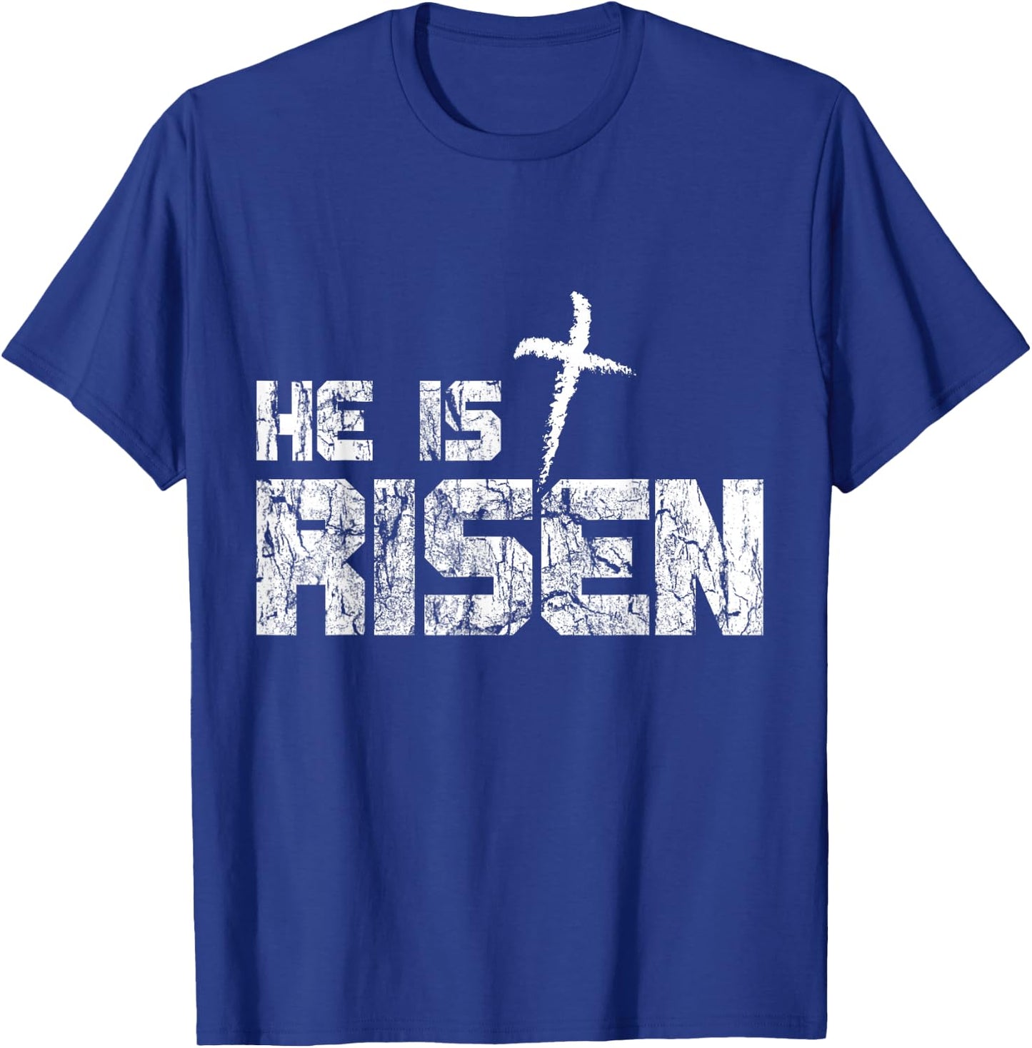 He is Risen Vintage Distressed T-Shirt - T-Shirt | Royal