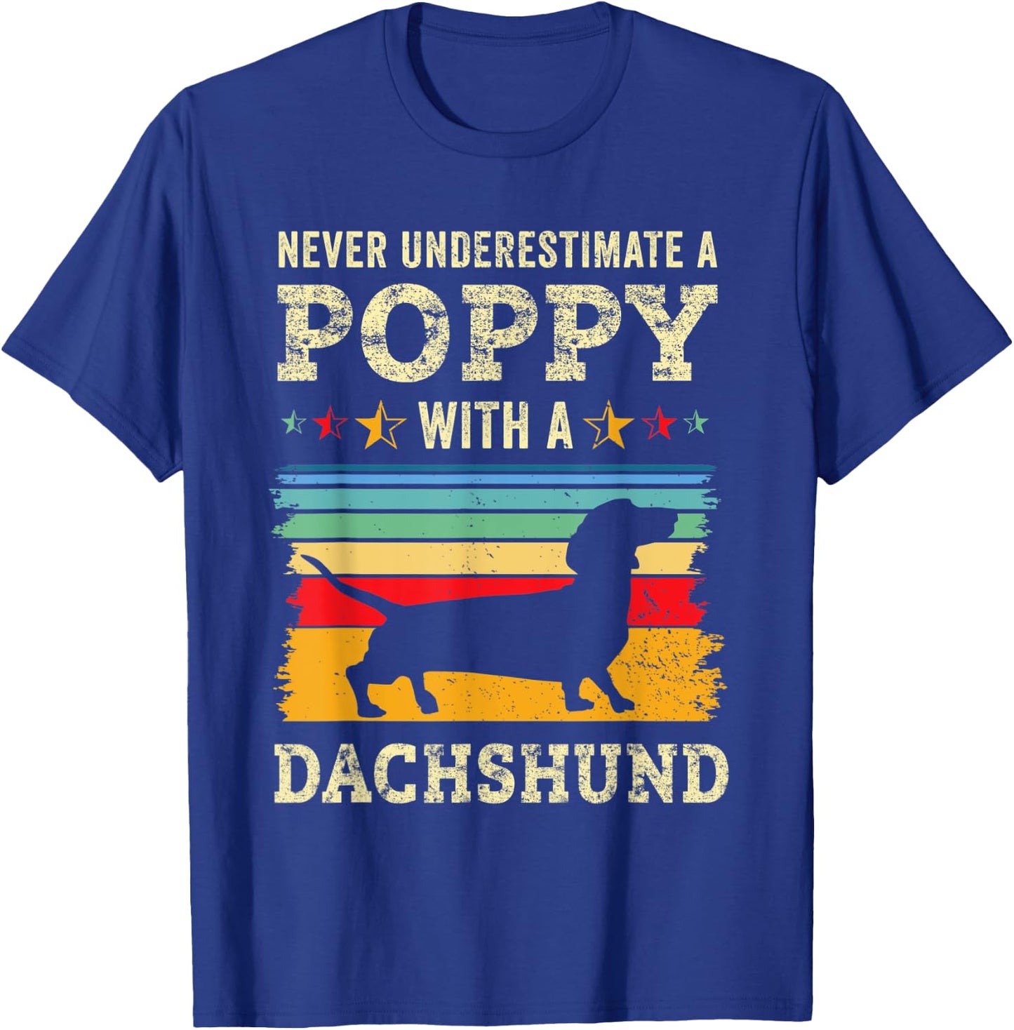 Retro Poppy Dachshund Gift Wiener Dog Owner Doxie Grandpa T-Shirt - T-Shirt | Royal