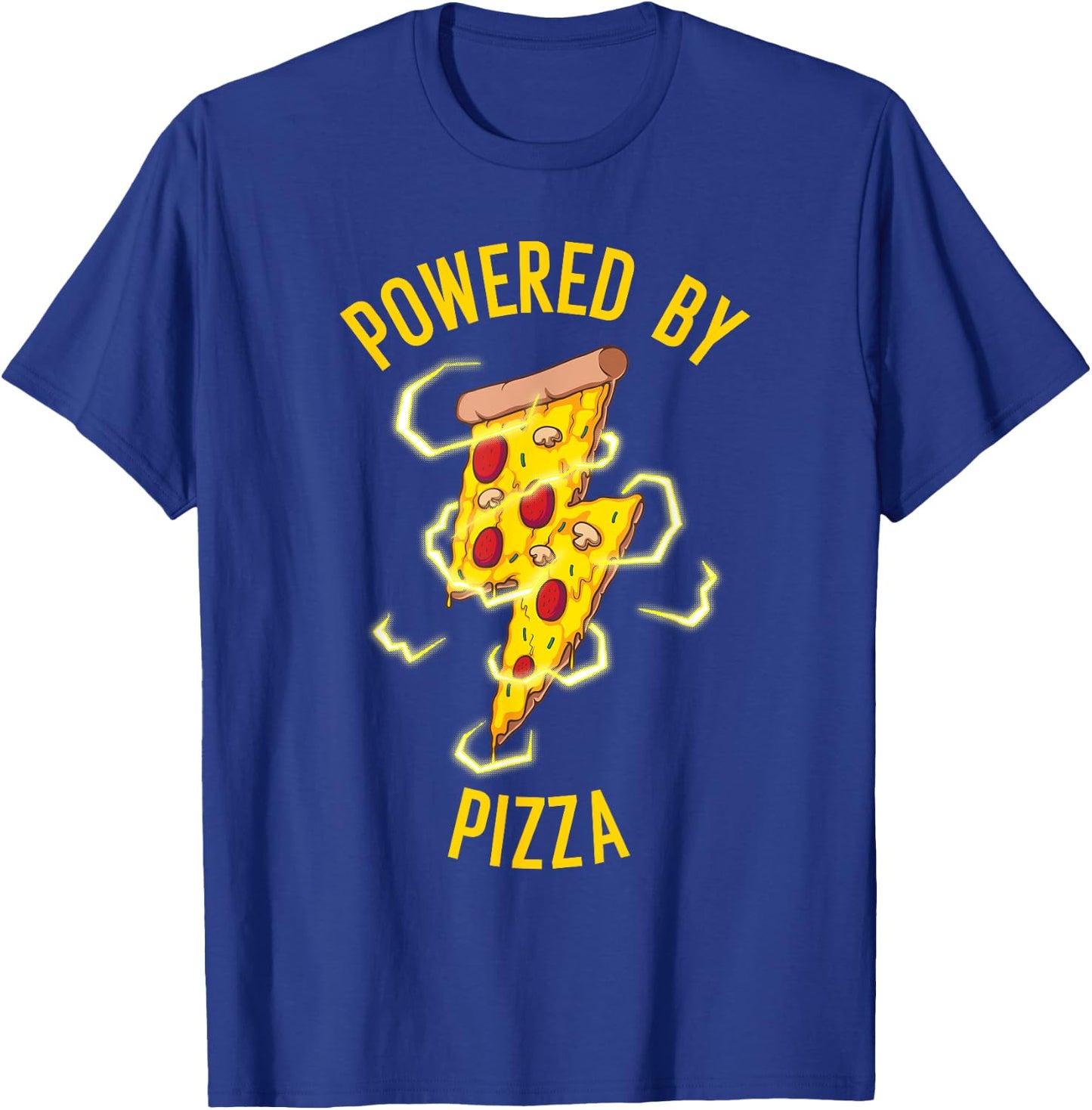 Funny Powered By Pizza Gift Kids Men Women Cool Pizza Lover T-Shirt - T-Shirt | Royal
