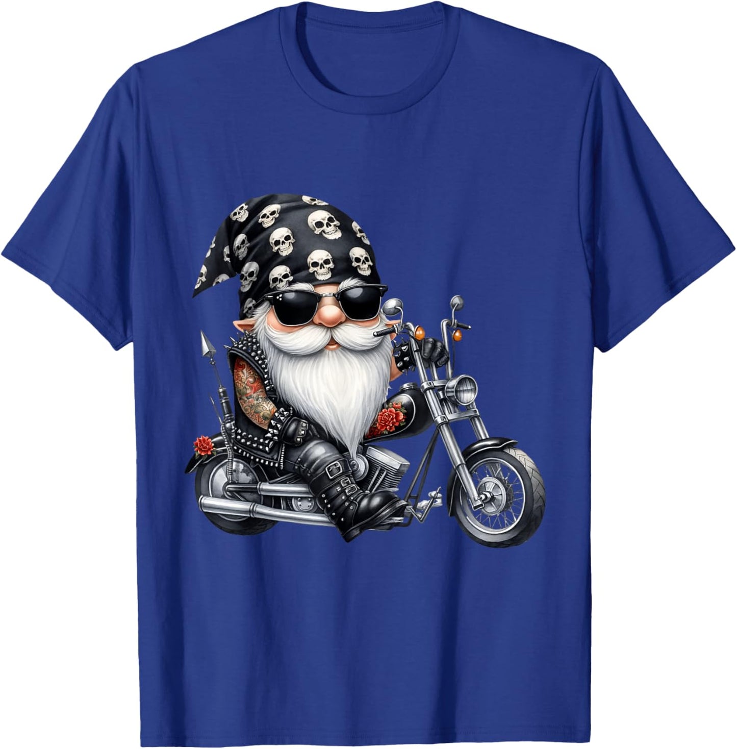 Cool Motorcycle Gnome Graphic For Retired Biker Dad Life T-Shirt - T-Shirt | Royal