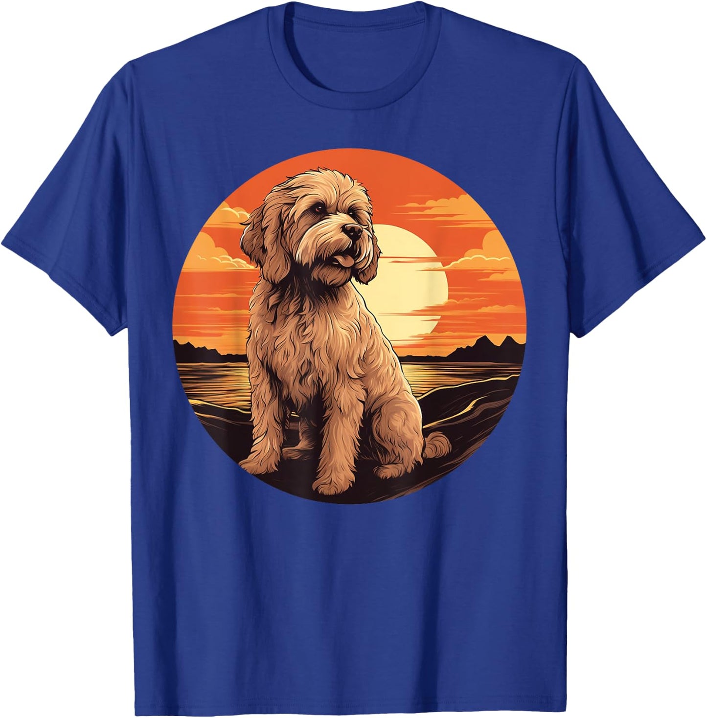 Retro Vintage Labradoodle Dog Sunset Goldendoodle Dog Girls T-Shirt - T-Shirt | Royal