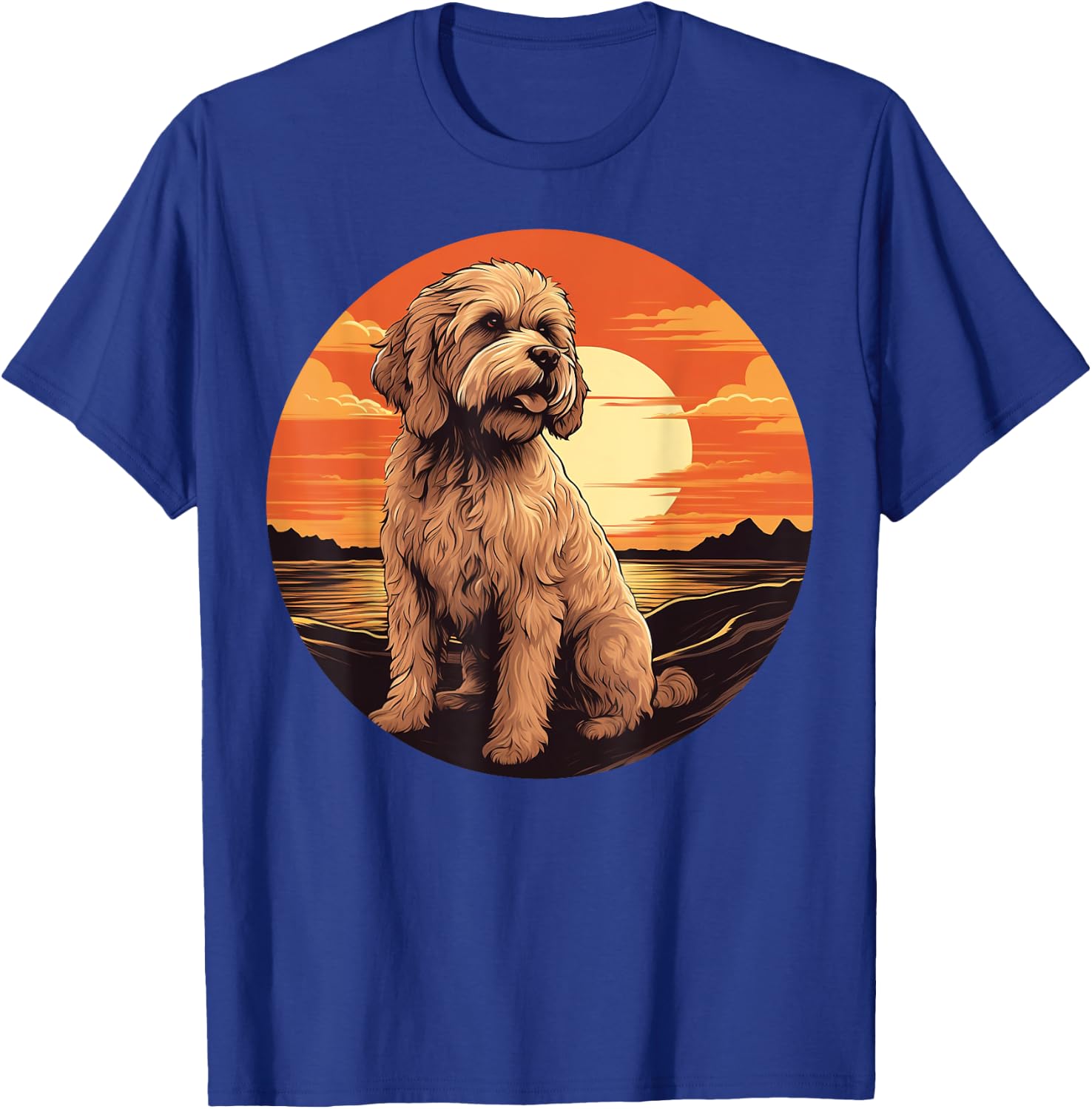 Retro Vintage Labradoodle Dog Sunset Goldendoodle Dog Girls T-Shirt - T-Shirt | Royal