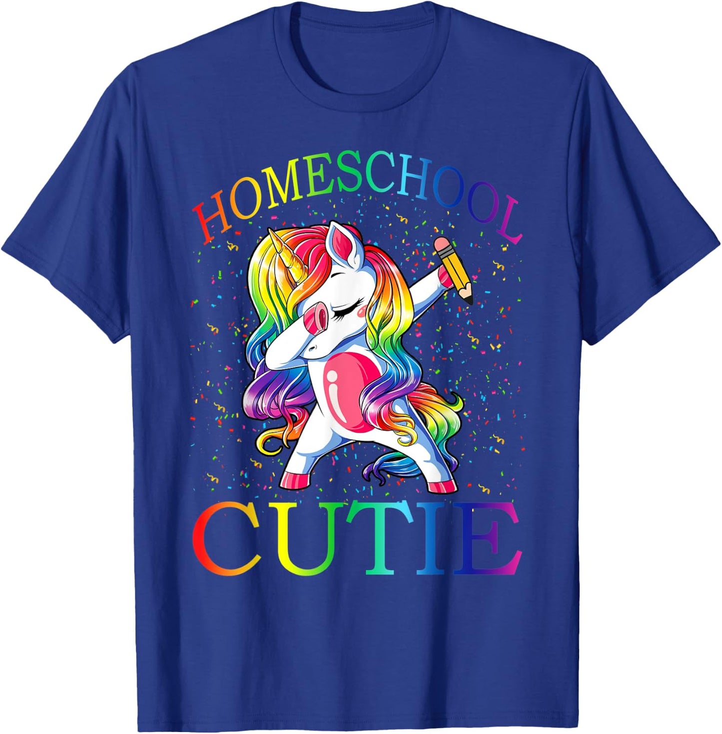 First Day Of School Homeschool Cutie Unicorn T-Shirt - T-Shirt | Royal