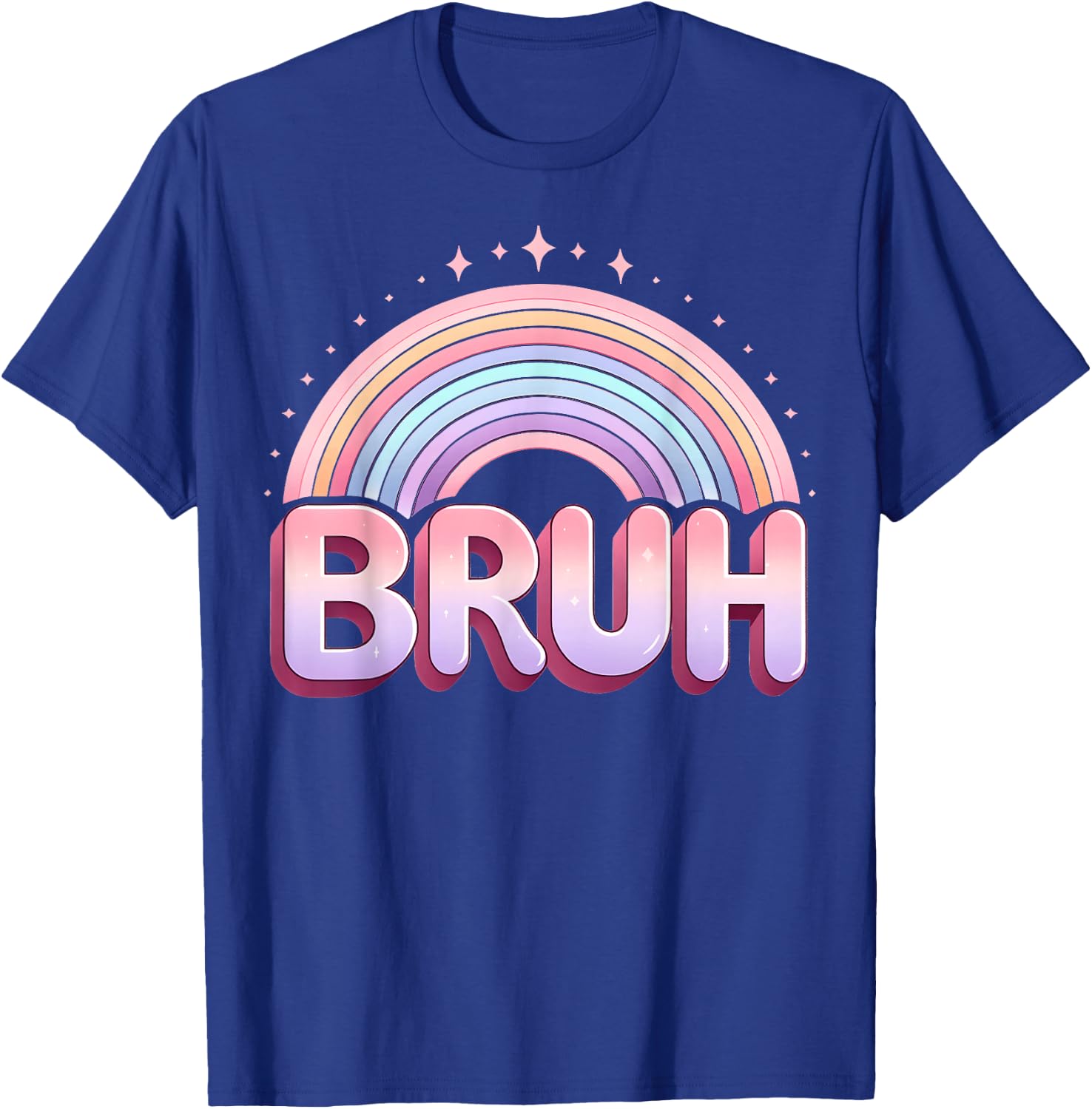 Funny Bruh Women Girls Youth Bruh Rainbow Cute For Kids T-Shirt - T-Shirt | Royal
