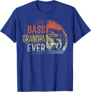 Bass Grandpa Ever Fishing Gifts Grandpa Birthday Vintage T-Shirt - T-Shirt | Royal