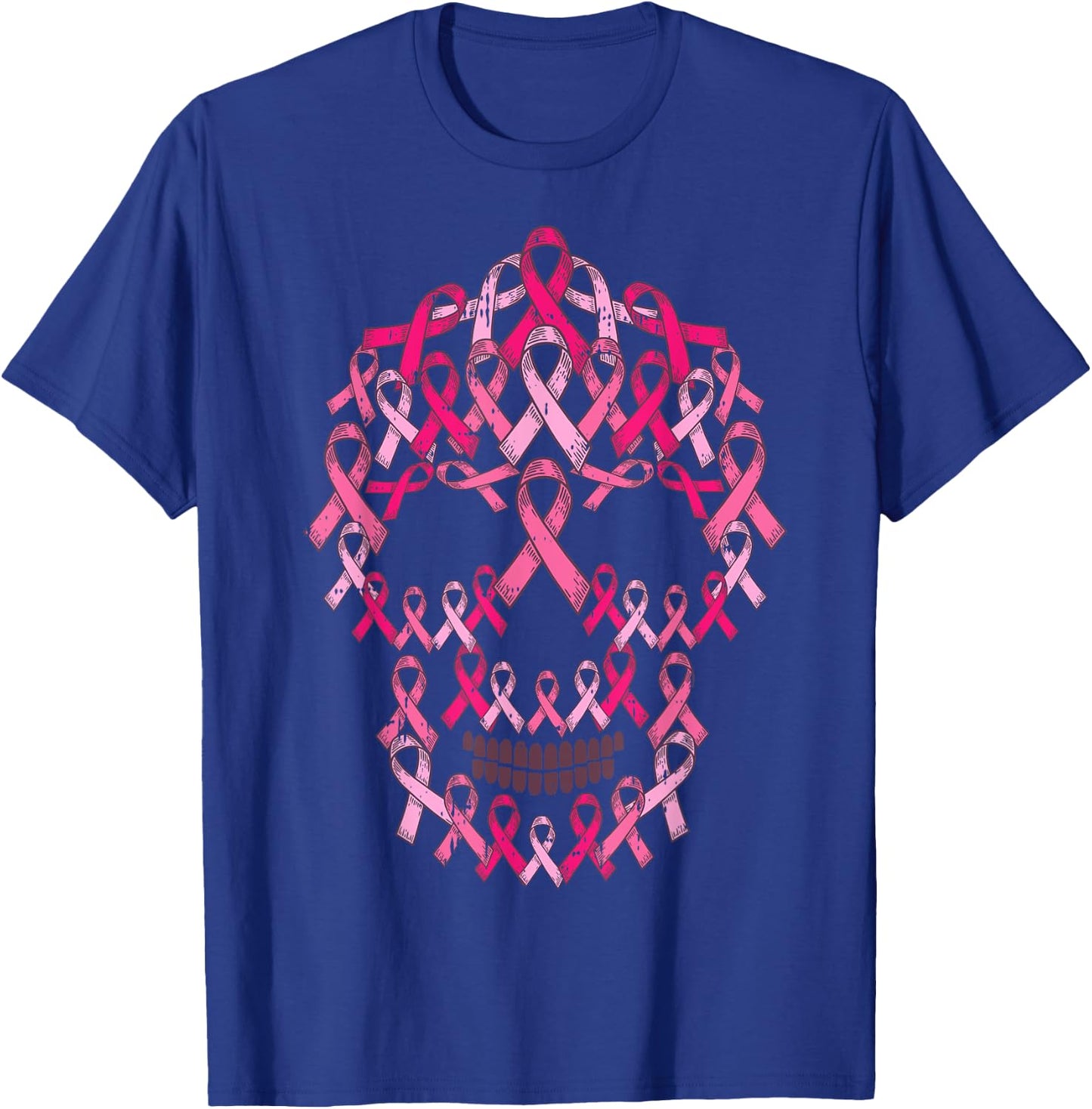 Pink Ribbon Skull Costume Cool Halloween Breast Cancer Gifts T-Shirt - T-Shirt | Royal