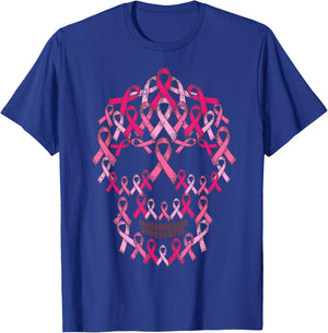 Pink Ribbon Skull Costume Cool Halloween Breast Cancer Gifts T-Shirt - T-Shirt | Royal