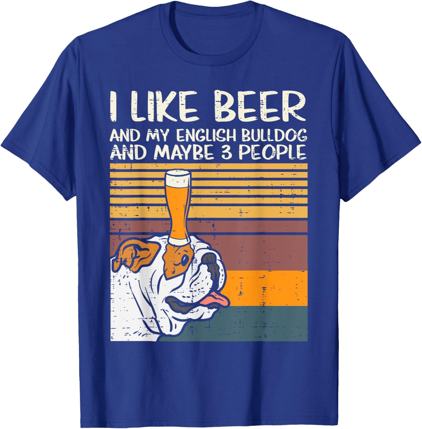 Beer English Bulldog 3 People Funny Drinking Dog Lover Gift T-Shirt - T-Shirt | Royal