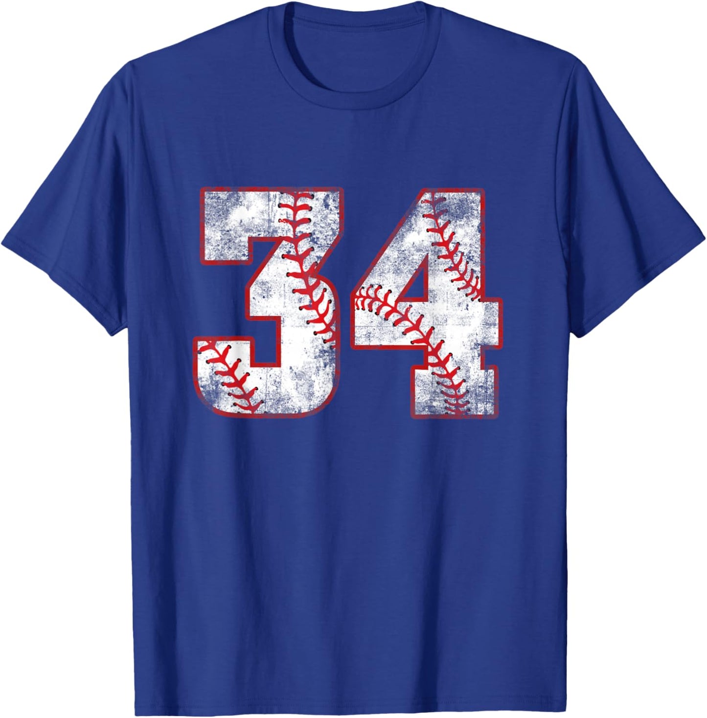 Vintage Baseball 34 Jersey Number T-Shirt - T-Shirt | Royal