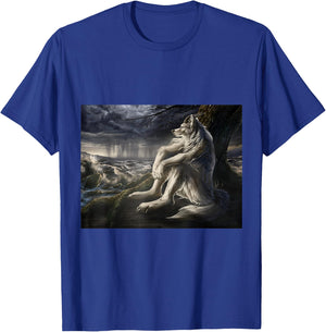 Wolf sitting under tree meme T-Shirt - T-Shirt | Royal