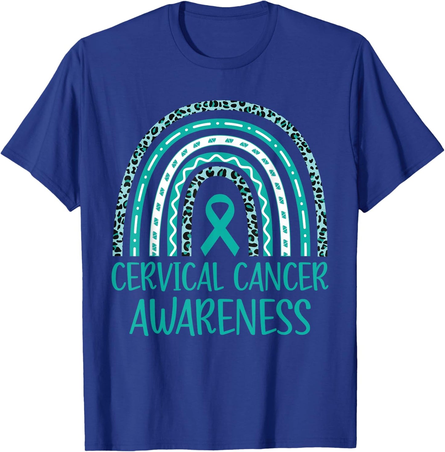 In January We Wear Teal and White Cervical Cancer Awareness T-Shirt - T-Shirt | Royal