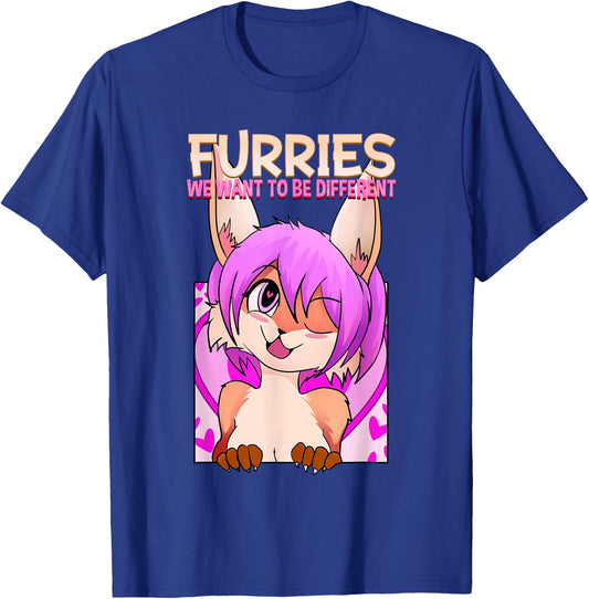 Furries We Want To Be Different I Cute Anime Furry Fandom T-Shirt - T-Shirt | Royal