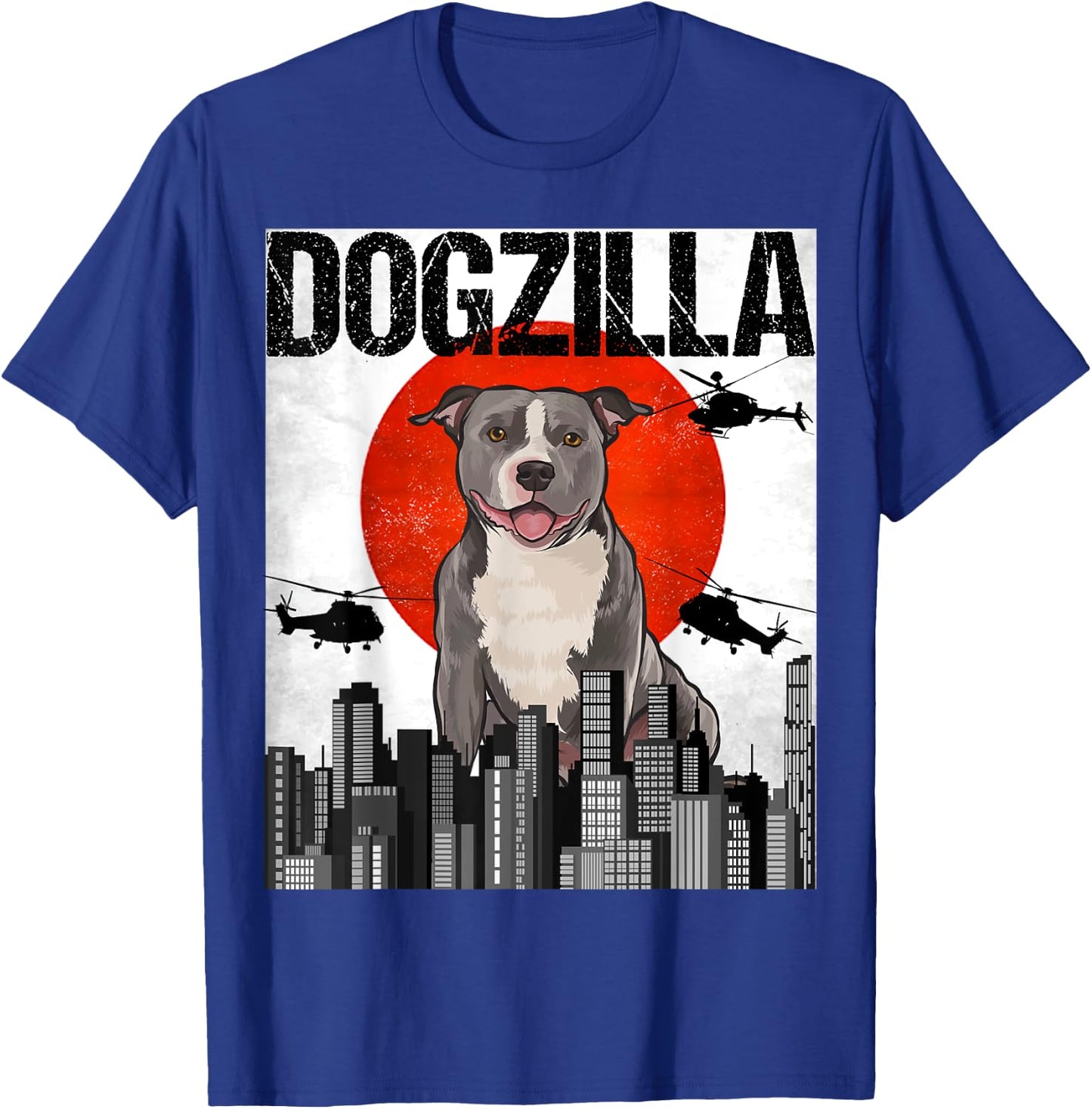 Funny Vintage Japanese Dogzilla Staffordshire Bull Terrier T-Shirt - T-Shirt | Royal