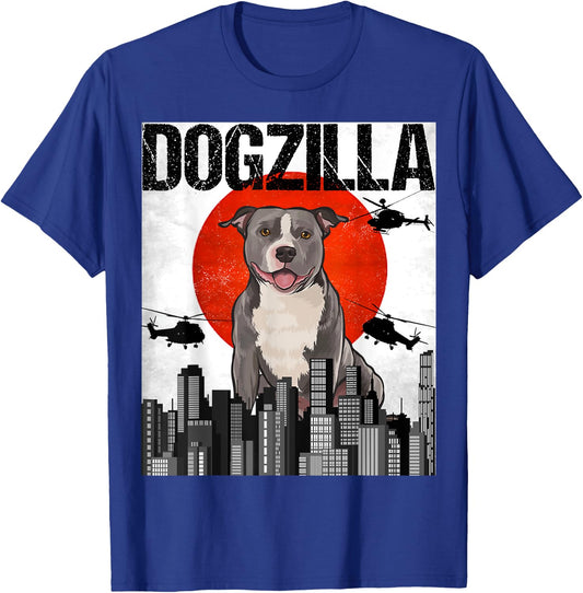 Funny Vintage Japanese Dogzilla Staffordshire Bull Terrier T-Shirt - T-Shirt | Royal