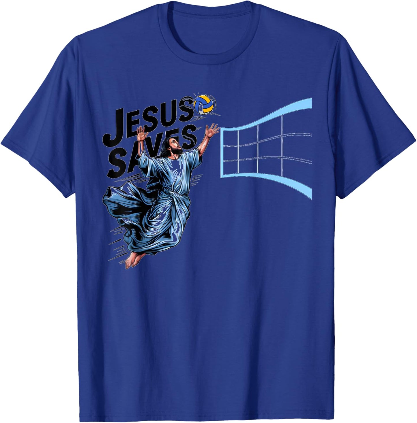 Jesus Volleyball Saves Funny Christian Faith Believer T-Shirt - T-Shirt | Royal