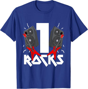 1 Rocks Birthday Party 1 Year Old Rock N Roll Star 1st Gift T-Shirt - T-Shirt | Royal