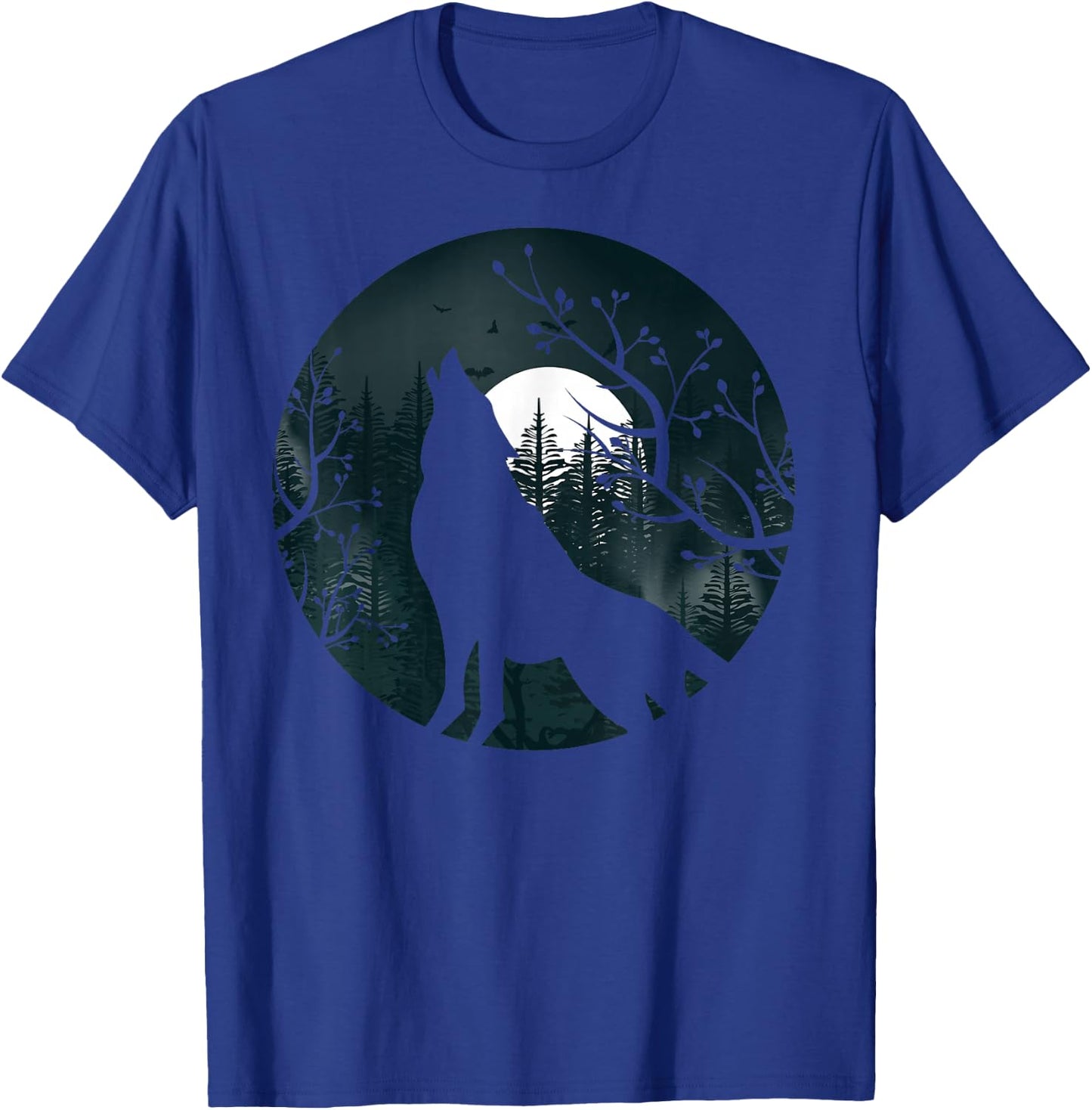 Wolf Howling at The Moon Wolf Silhouette Darkness T-Shirt - T-Shirt | Royal