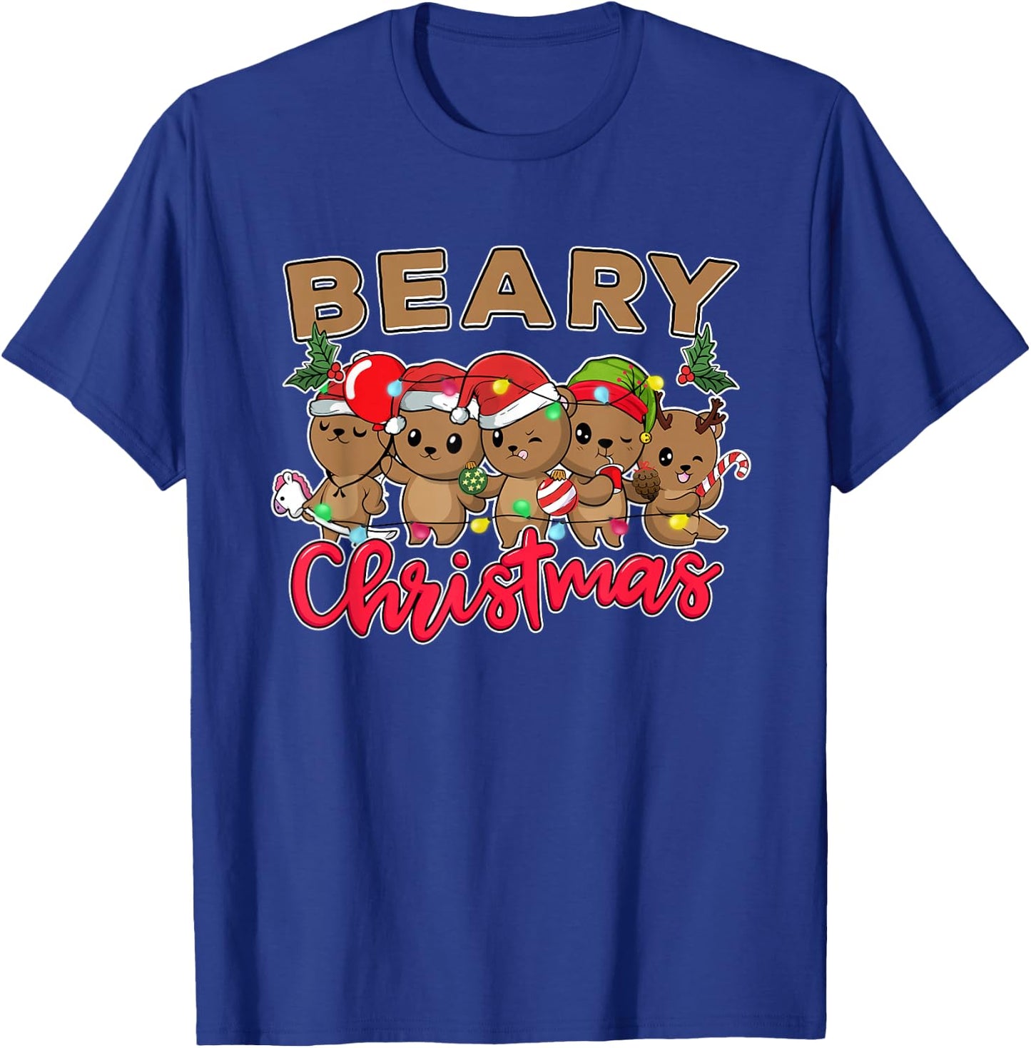 Beary Merry Christmas For Teddy Bear Lovers Funny Xmas Bear T-Shirt - T-Shirt | Royal