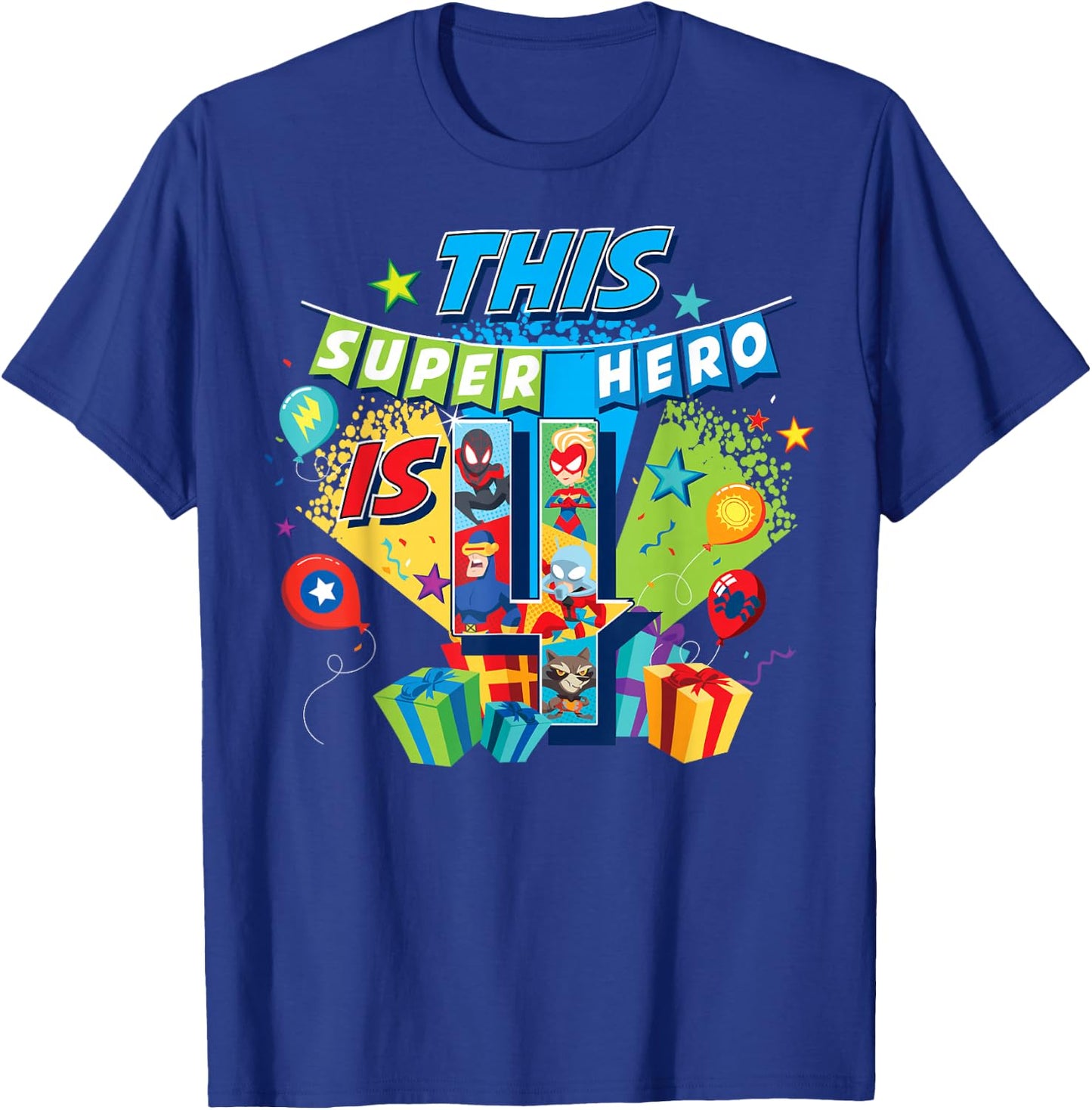 Marvel Avengers Birthday This Super Hero Is 4 T-Shirt - T-Shirt | Royal