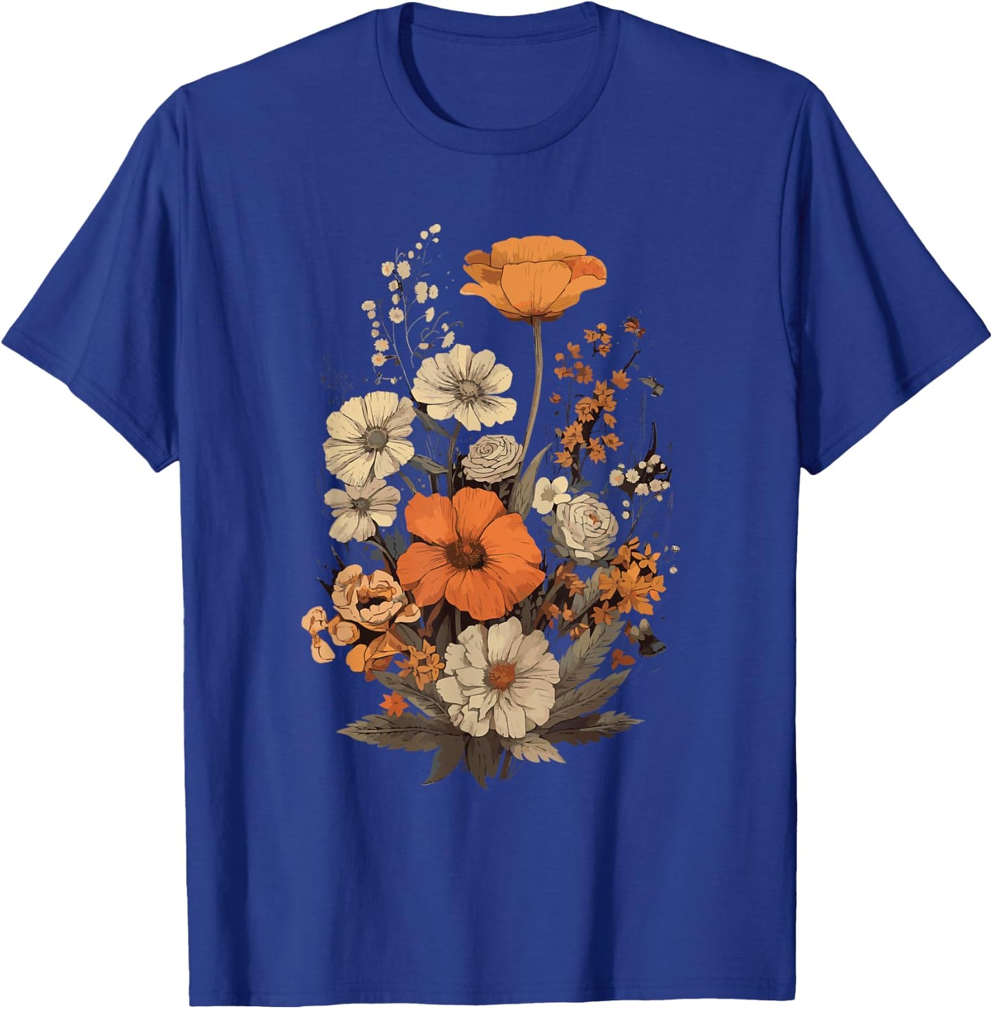 Vintage Flowers Floral Pressed Flower T-Shirt - T-Shirt | Royal
