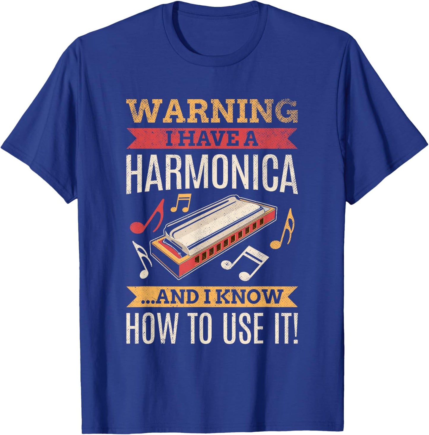Harmonica Vintage Retro Harmonica Player Gift T-Shirt - T-Shirt | Royal