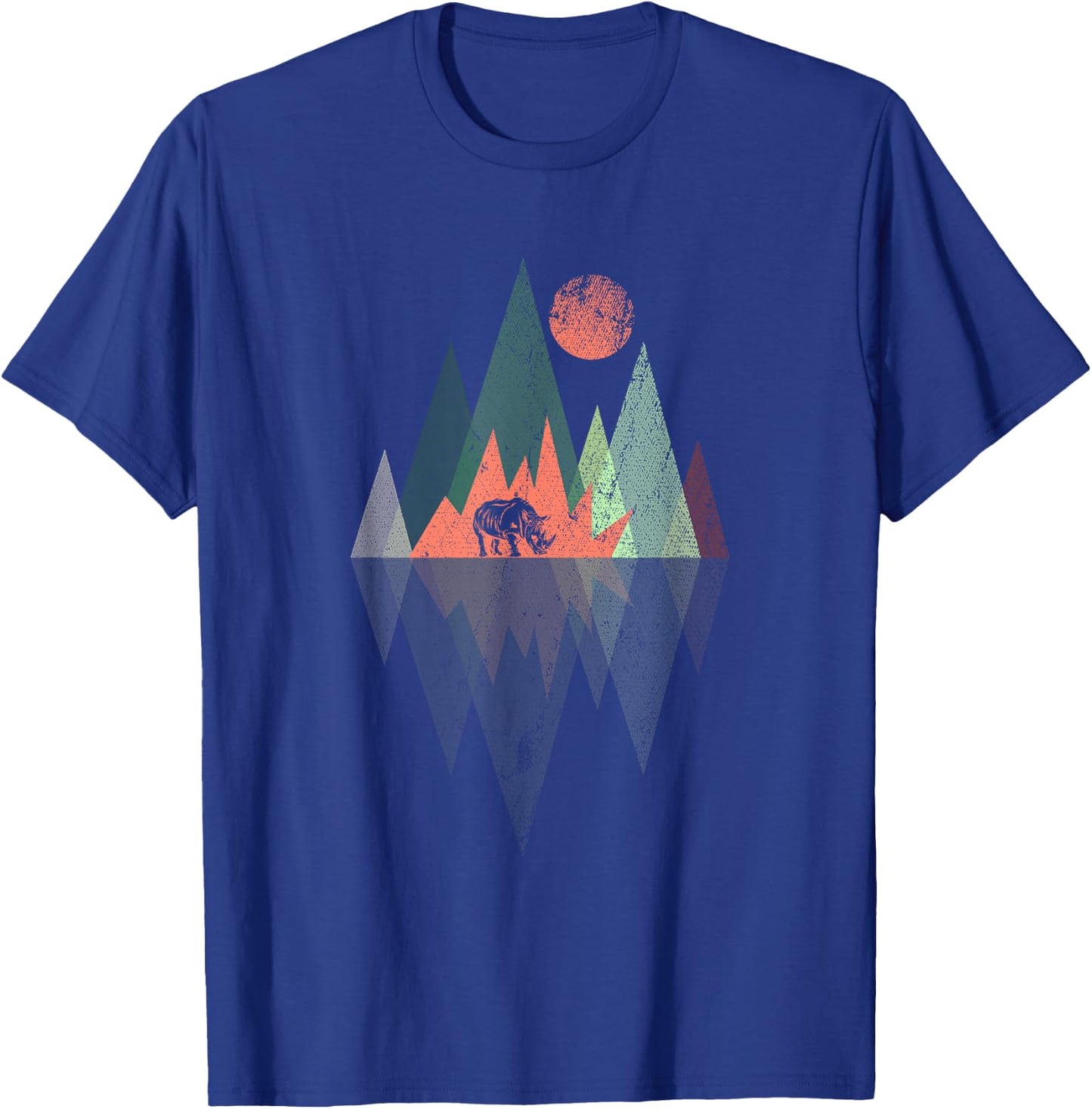 Animal Geometric Pattern Colorful Rhino T-Shirt - T-Shirt | Royal