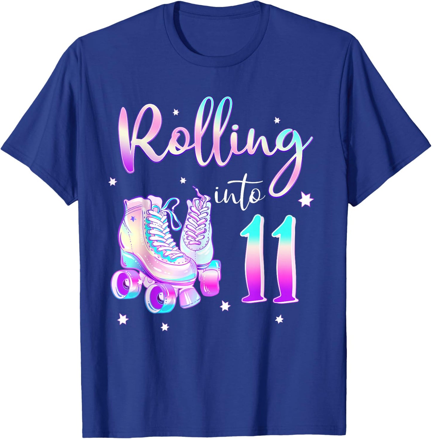 Kids 11 Years Old Birthday Girl Rolling Into 11th Bday Theme T-Shirt - T-Shirt | Royal