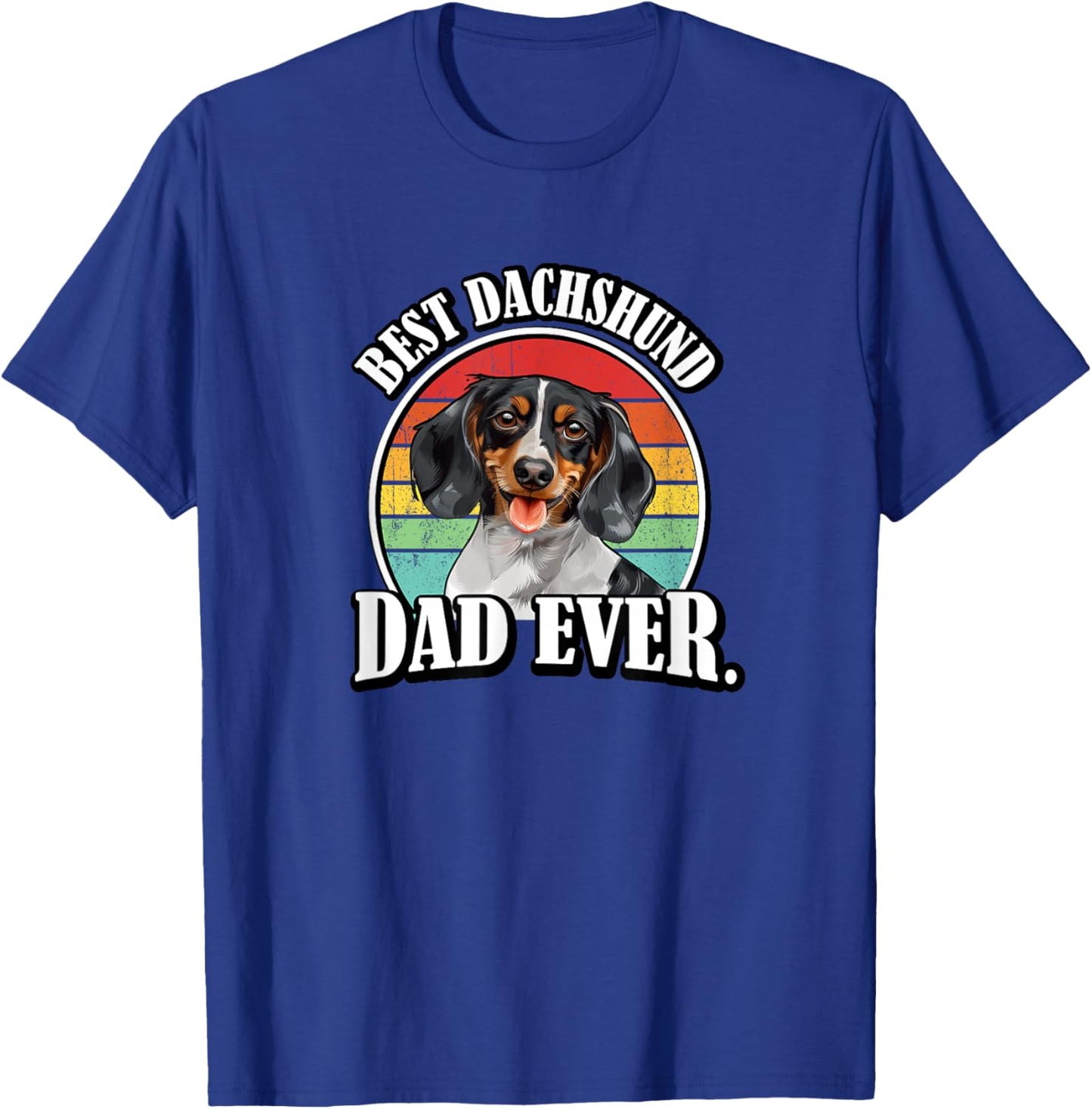 Funny Retro Vintage Best Dad Piebald Dachshund Lover T-Shirt - T-Shirt | Royal