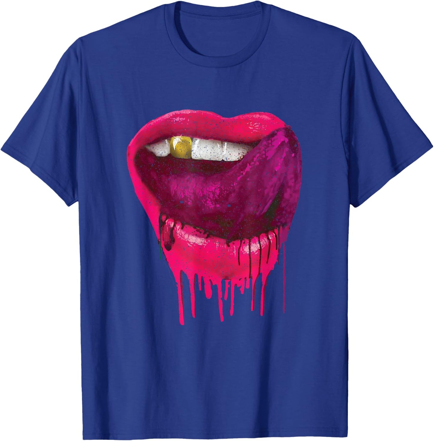 Hot Pink Lips Mouth Tongue Out - Cool Vintage Retro T-Shirt - T-Shirt | Royal