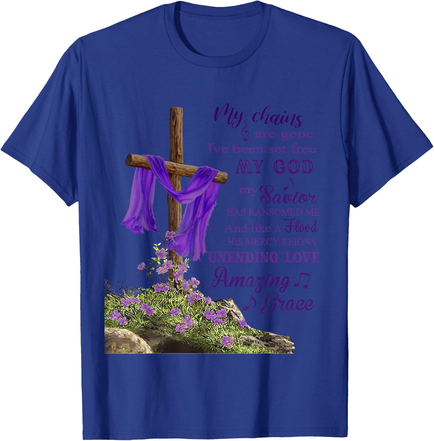 Christian Cross Amazing Purple Grace Love Women T-Shirt - T-Shirt | Royal