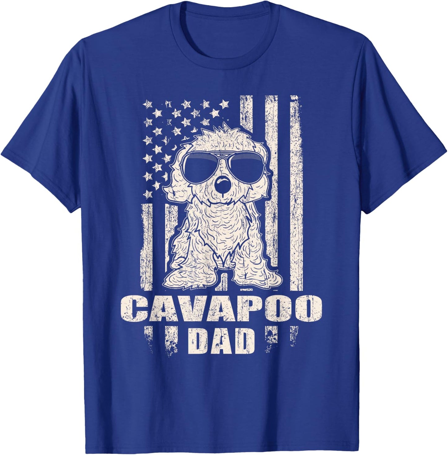 Cavapoo Dad Cool Vintage Retro Proud American T-Shirt - T-Shirt | Royal
