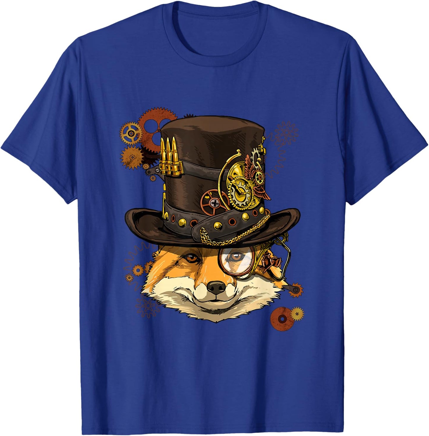 Fox Shirt Steampunk Gears Fox Animal Face Medieval Fox Lover T-Shirt - T-Shirt | Royal